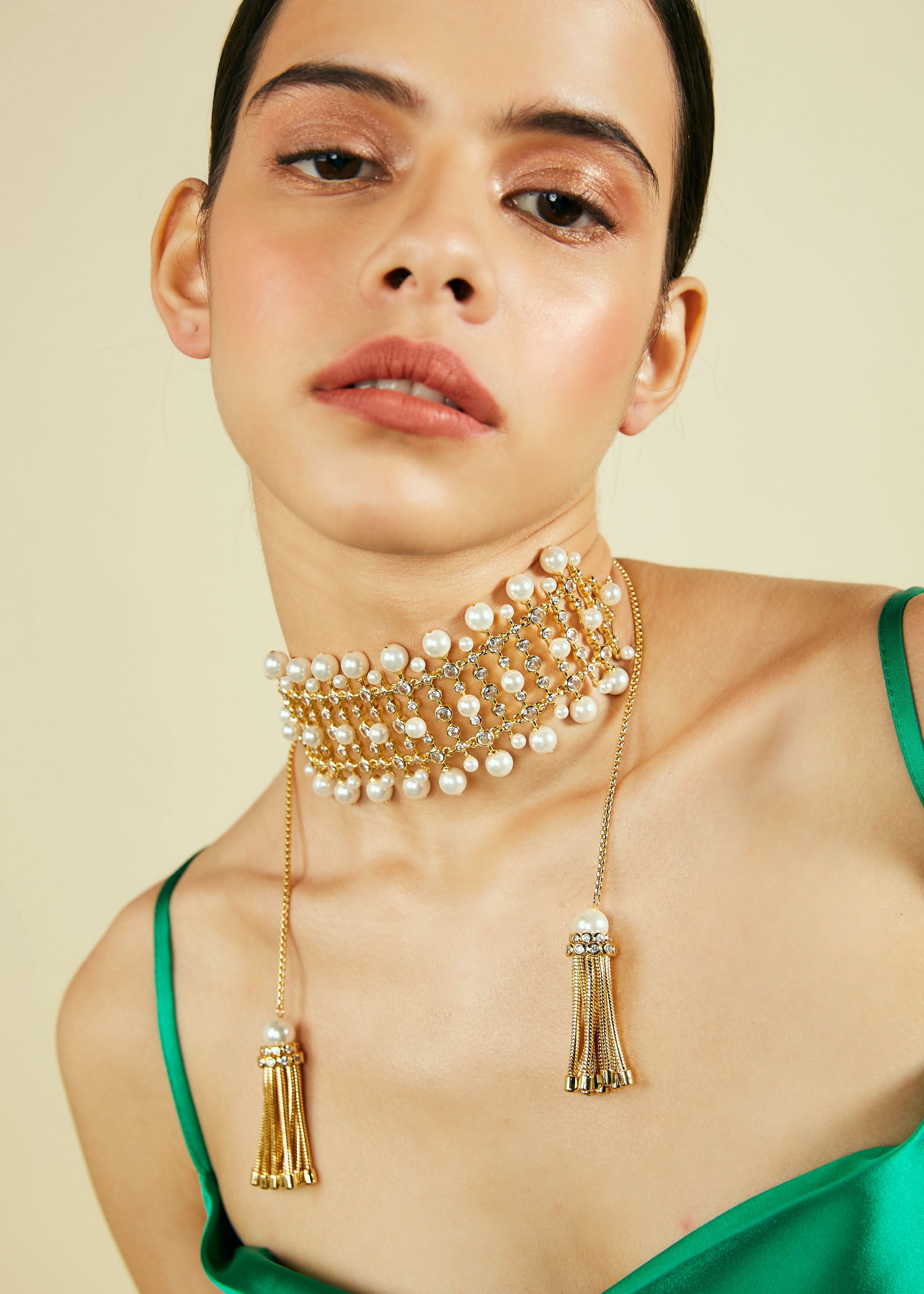 Crystal Pearl Tassel Choker - Image 22