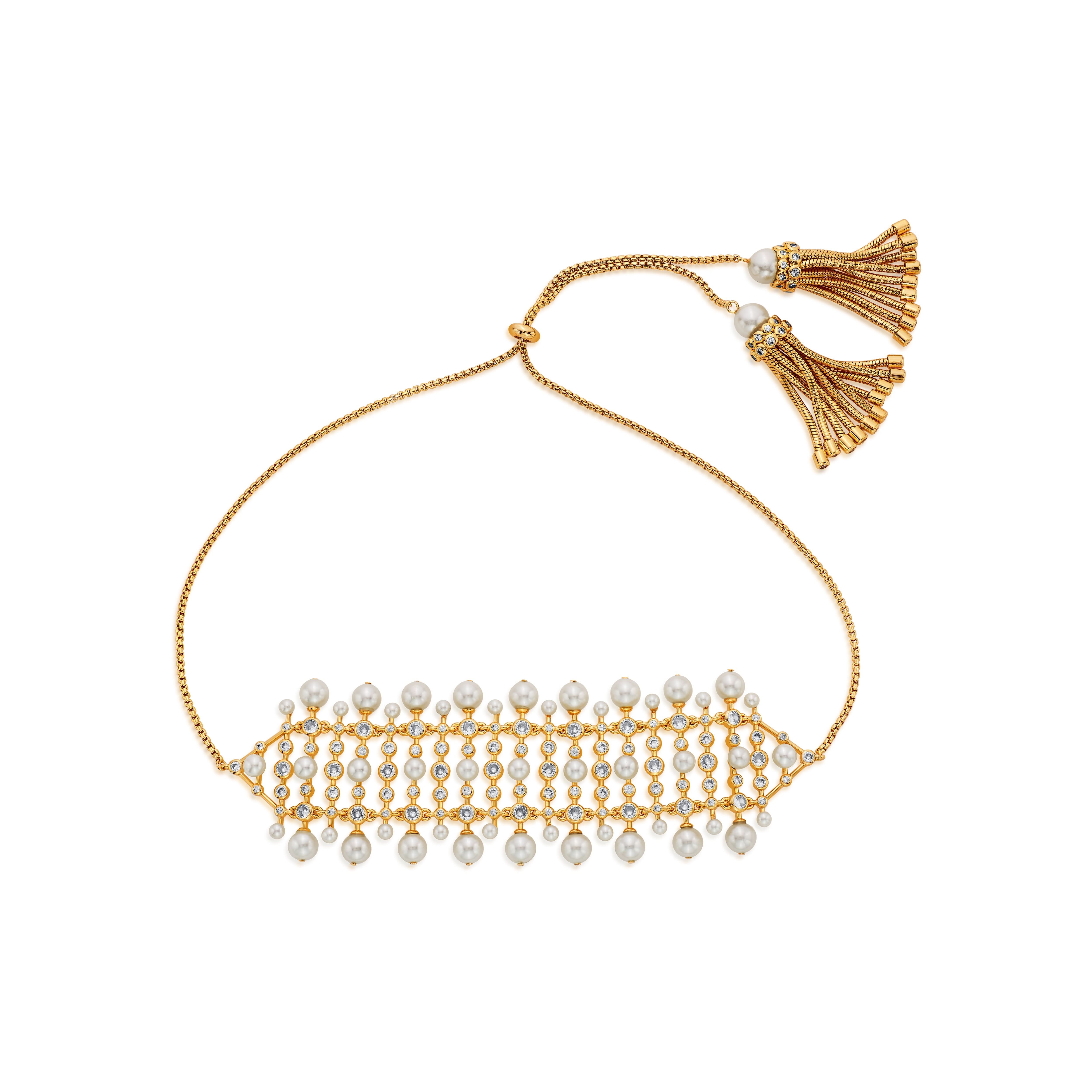 Crystal Pearl Tassel Choker - Image 8