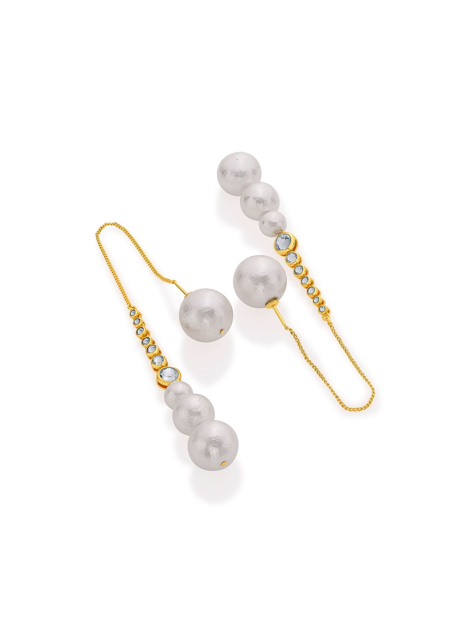 Inayat Cotton Pearl & CZ Long Earrings - Image 3