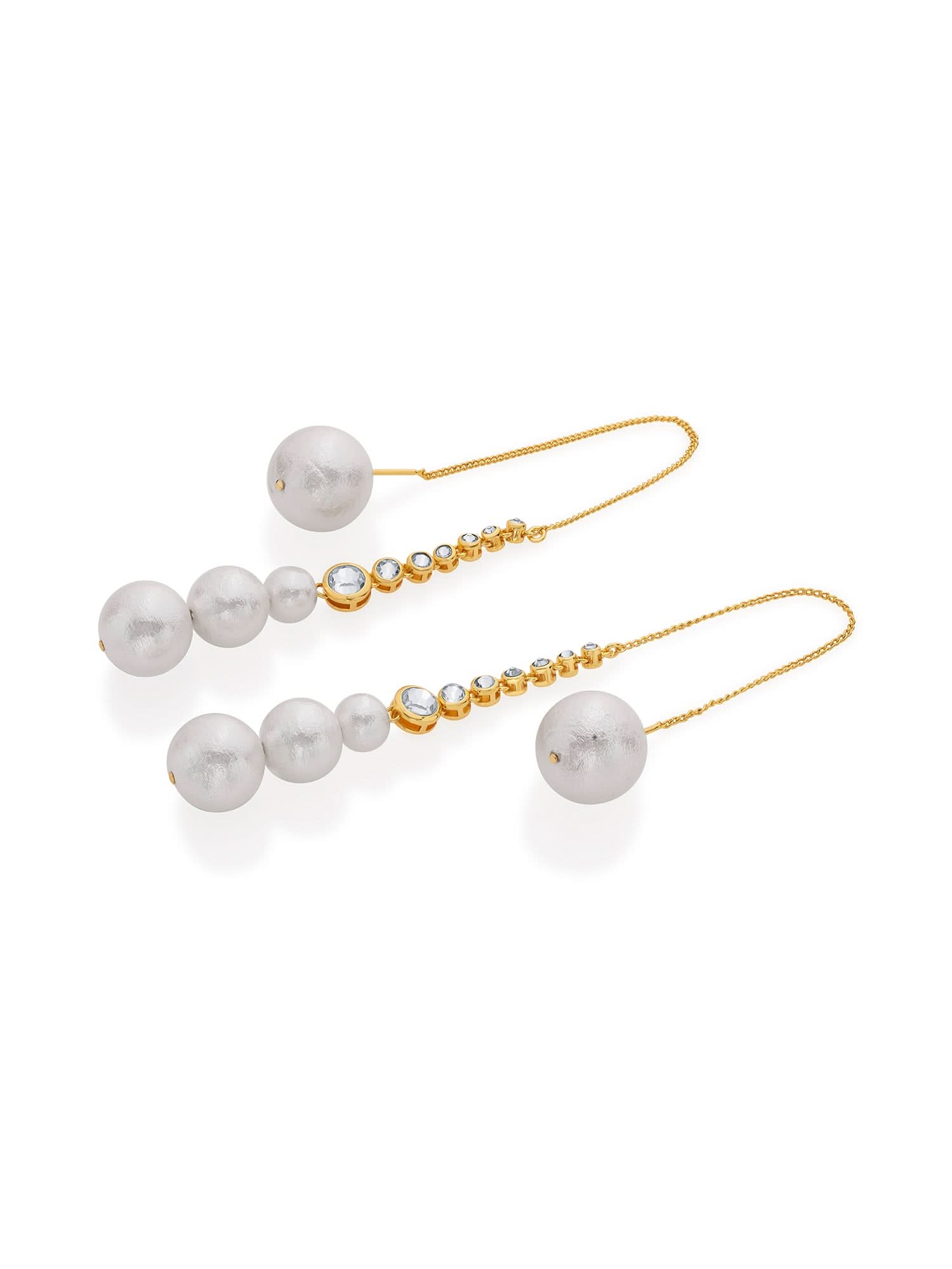 Inayat Cotton Pearl & CZ Long Earrings - Image 4