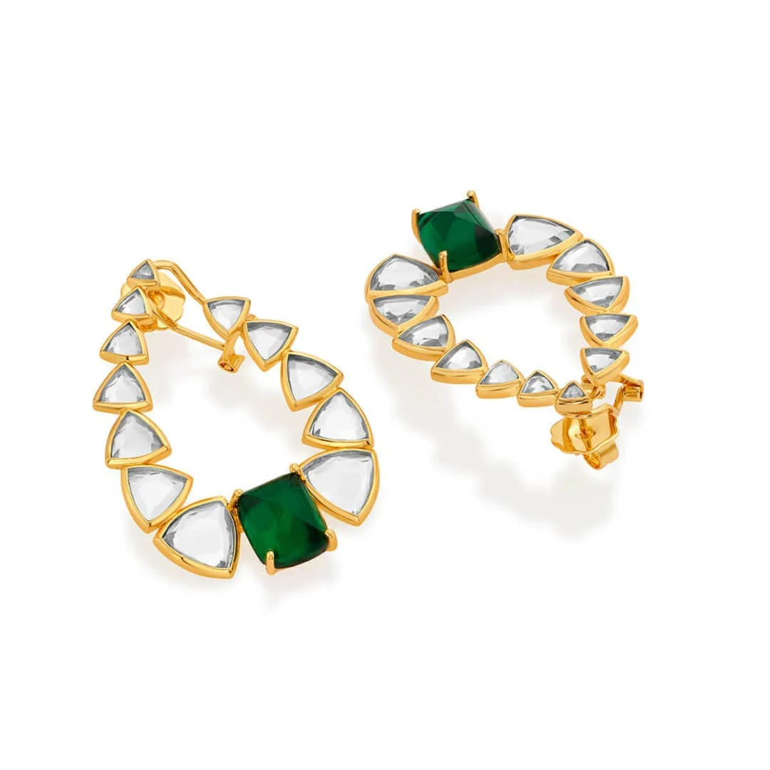 Inayat Mirror & Hydro Emerald Statement Earrings - Image 4