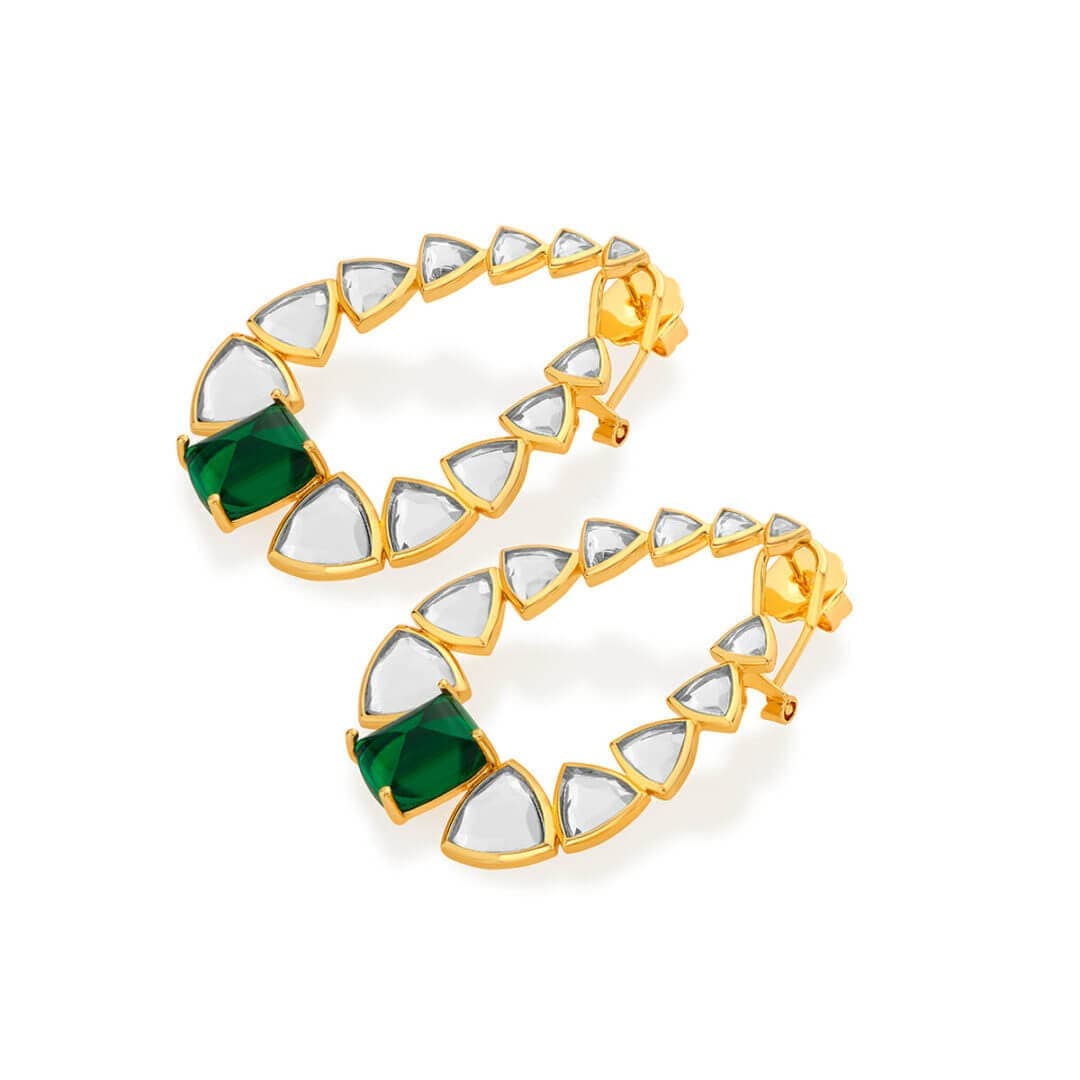Inayat Mirror & Hydro Emerald Statement Earrings - Image 5