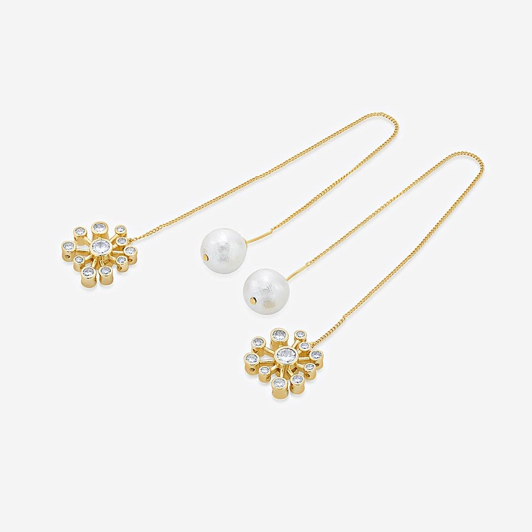 Modern Maharani Floret Needle and Thread Earrings - Image 3