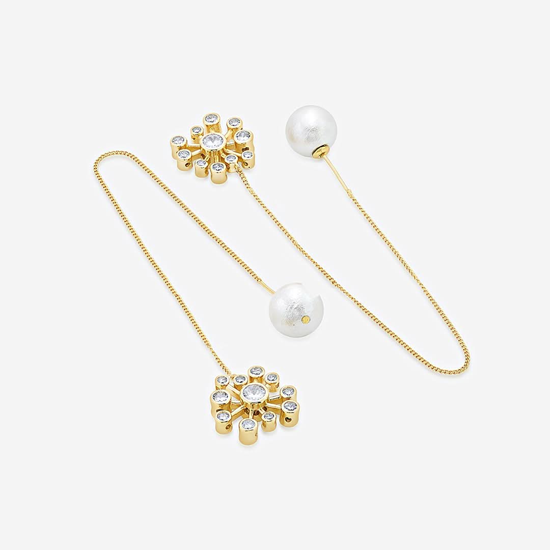 Modern Maharani Floret Needle and Thread Earrings - Image 4