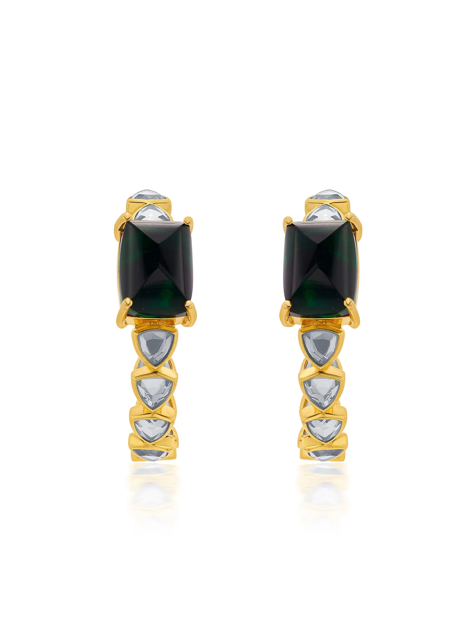 Ruhaniyat Hydro Emerald & Mirror Hoops - Image 6
