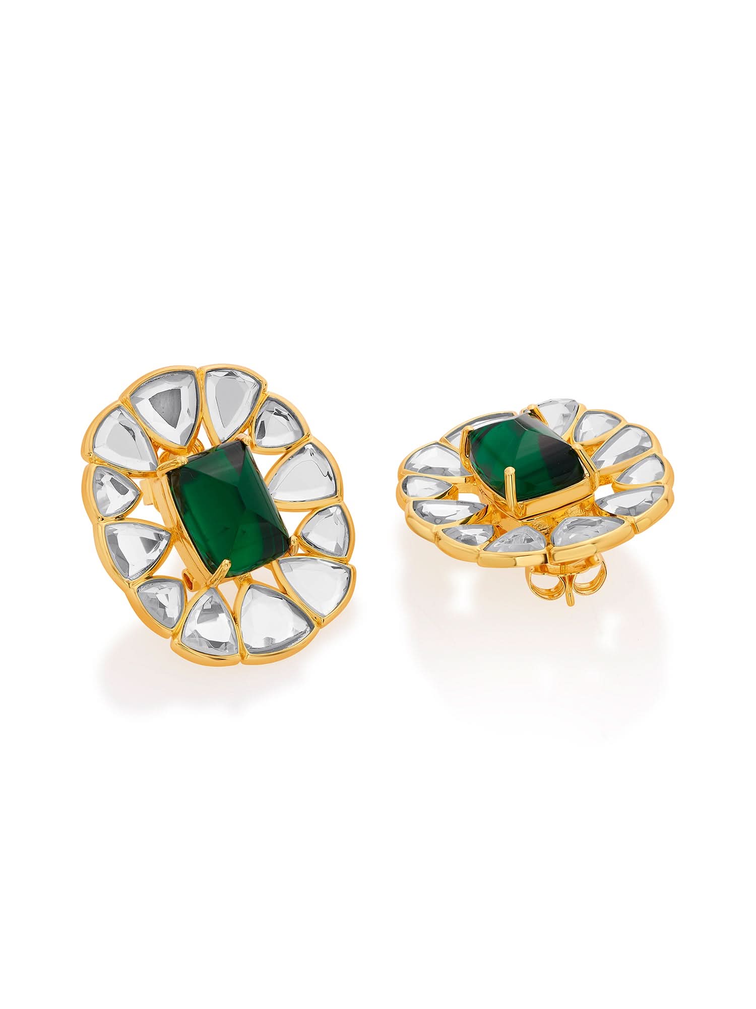 Ruhaniyat Mirror & Hydro Emerald Studs - Image 4