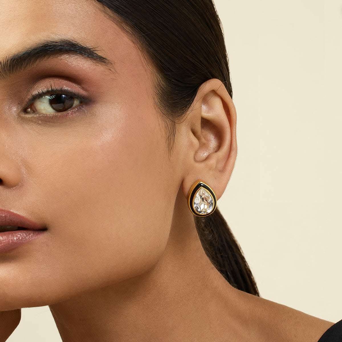 White Bold Bling Earrings - Image 4