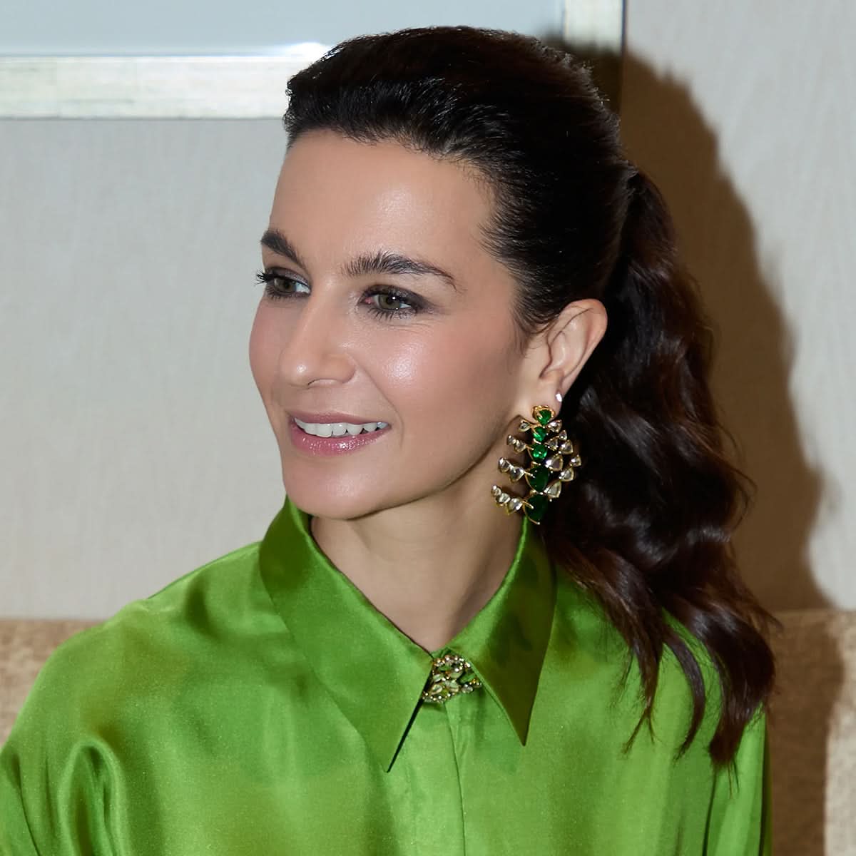 Yalda Hakim Seher Mirror & Hydro Emerald Studs - Image 4